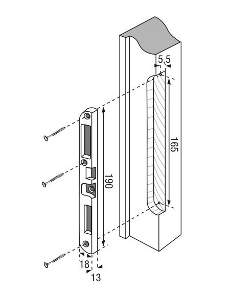 Gâche pour serrure FERCO by THIRARD, porte bois ou PVC, en applique ou à encastrer 00077037