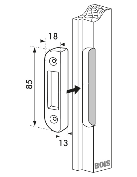 Gâche pour serrure FERCO by THIRARD, porte bois ou PVC, en applique ou à encastrer 00077037