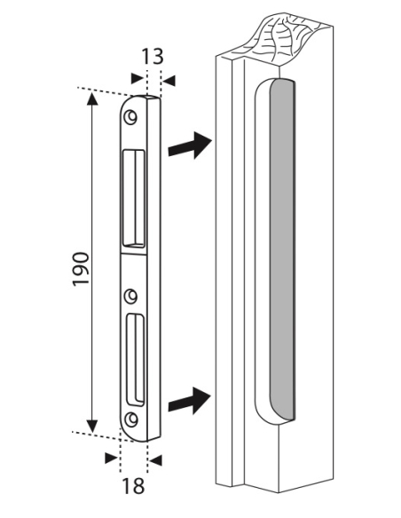 Gâche pour serrure FERCO by THIRARD, porte bois ou PVC, en applique ou à encastrer 00077037