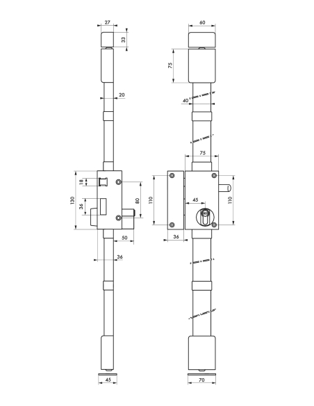 Serrure en applique TARGA CP - 75 x 130 mm 00051711