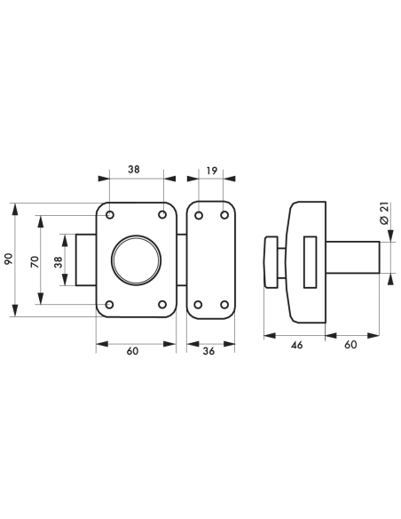 Verrou de porte d'entrée APACHE à bouton et cylindre - 30 à 60 mm ou boîtier - Plusieurs finitions disponible 00290531