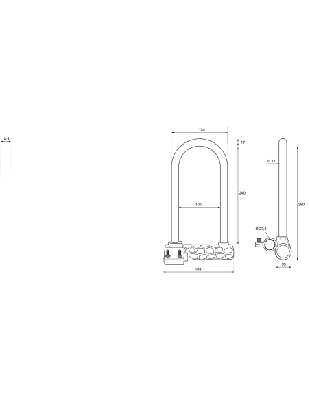 Antivol U gainée Ø13 Larg : 157 mm - Haut : 235 mm 00580211