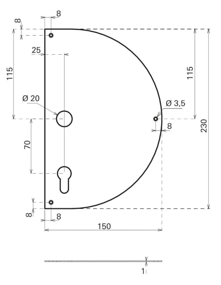 Plaque de poussée (rectangle ou demi-lune) 00022325