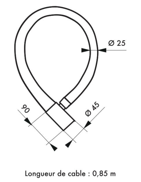ANTIVOL MOTO cable blindé Ø 25 long. 0,85 m 00703600