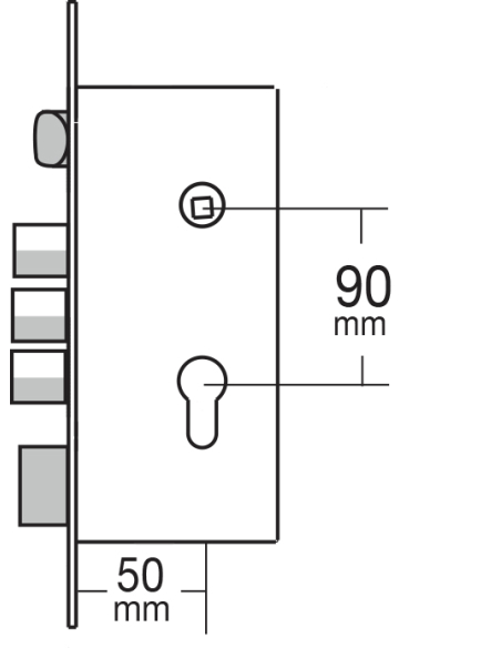 Boîtier serrure axe 50 mm à cylindre 3 pênes Z/BR 00093657