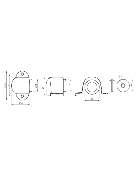 Butoir de porte avec aimant mural 00191015