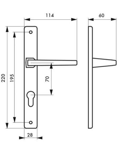 Poignée de porte intérieure PICARDIE - trou de cylindre 00500373