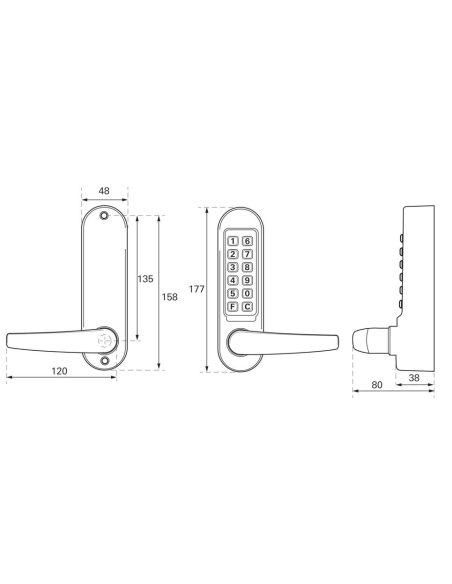 Verrous de porte intérieure Serrure avec béquille double pour serrure à encastrer (non fournie) 00072693