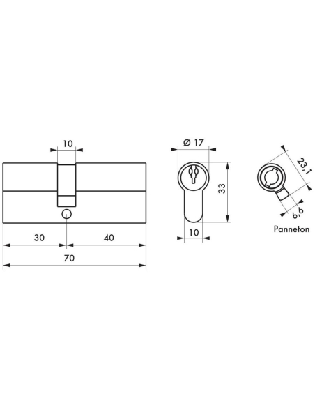 Cylindre STD blanc 3 clés 00216150