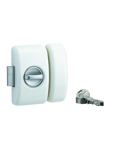 Verrou de porte d'entrée UNIVERSEL 5 goup. 45 mm - 3 clés - (Versions : Argt, Blanc, Noir, Bronze) 00390545