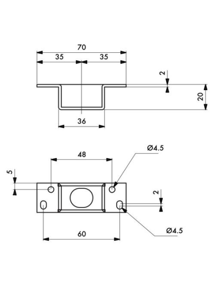 Gâche haute pour Serrure en applique en poussant, blanche 00061001