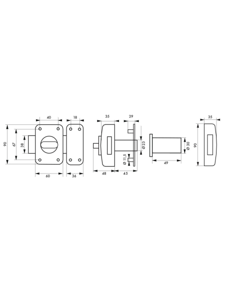 Verrou de porte d'entrée TRANSIT 2 à bouton et cyl. 45 mm A2P* 00398610