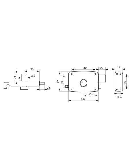 Serrure en applique DE SURETE 140 x 90 mm droite OU gauche 00500047