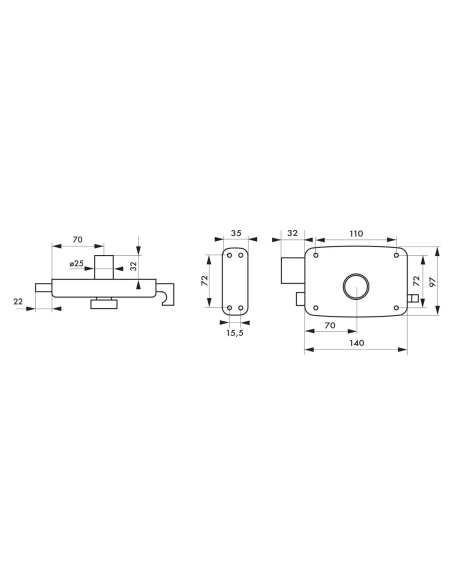Serrure en applique DE SURETE 140 x 90 mm droite OU gauche 00500047