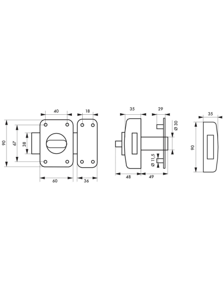 Verrou de porte d'entrée TRANSIT 2 à bouton et cyl. 45 mm A2P* 00398610
