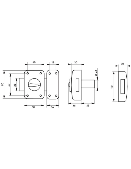 Verrou de porte d'entrée CORVETTE 30 à 60 mm (Versions possibles : pour huisserie métal ou porte recouvrement) 00303014