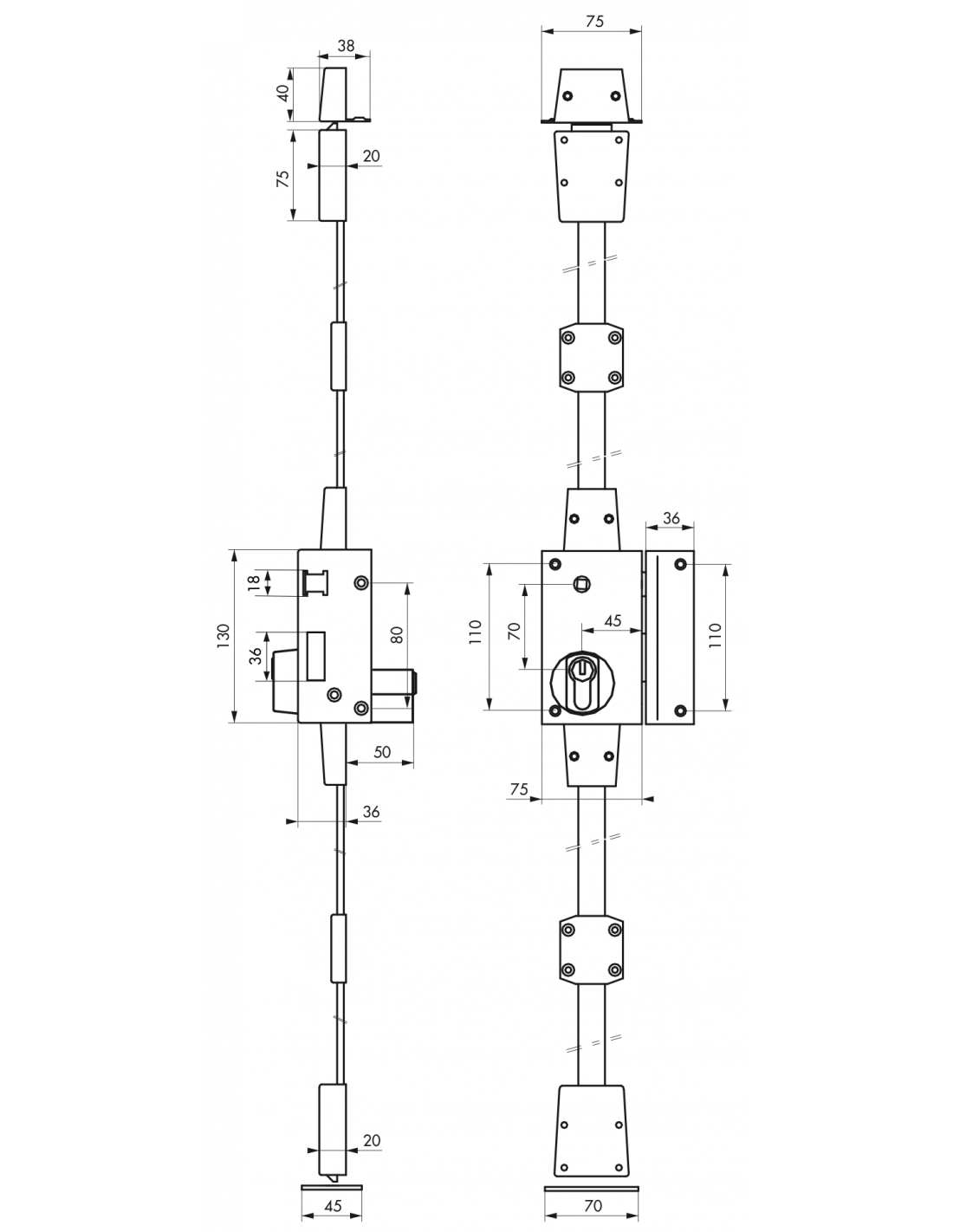 THIRARD Boitier de serrure VERTI CP blanche à tirage 75 x 130 mm droite 