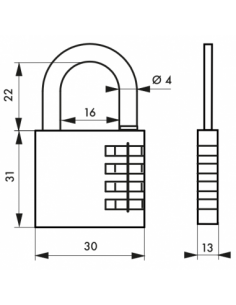 Cadenas Consignation THIRARD 40mm - Anse Acier 6x38mm - Sécurité LOTO Rouge