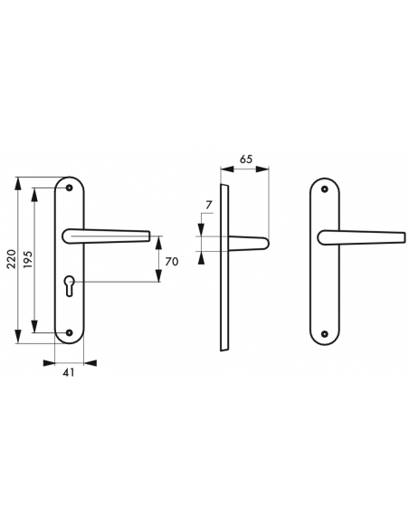 Poignée de porte intérieure MAIA trou de cylindre argent 00990203