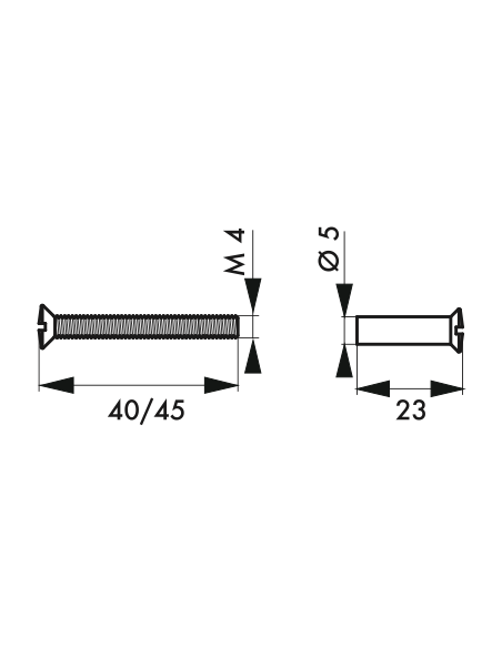 Poignée de porte intérieure Jeu de 2 vis sécables avec douilles M4 x 50 laitonné 00110491