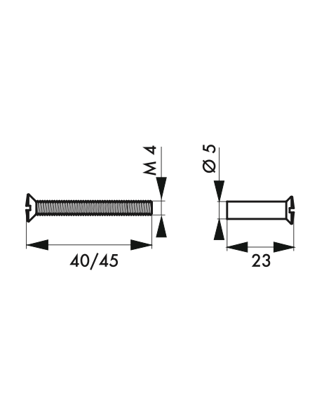 Poignée de porte intérieure Jeu de 2 vis sécables avec douilles M4 x 50 nickelé 00110492