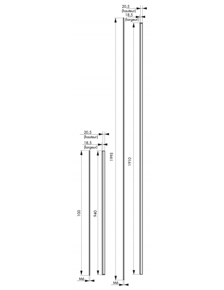 KIT RALLONGE haut - bas laqué gris pour porte hauteur 3,00 m maxi 00009514