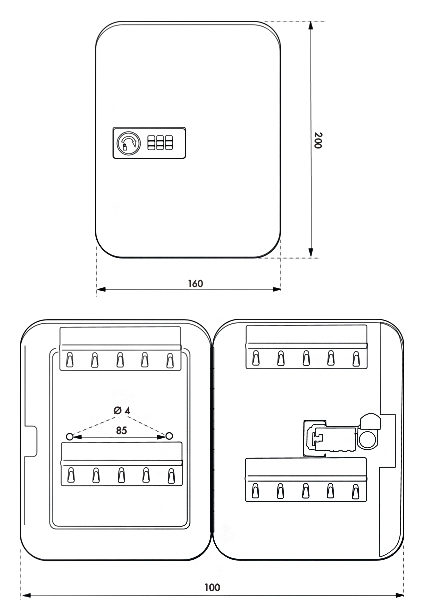 Schéma de l'armoire à clés